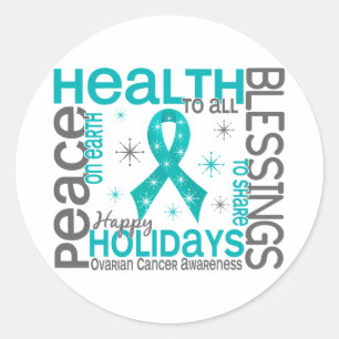 Christmas 4 Ovarian Cancer Snowflakes Classic Round Sticker