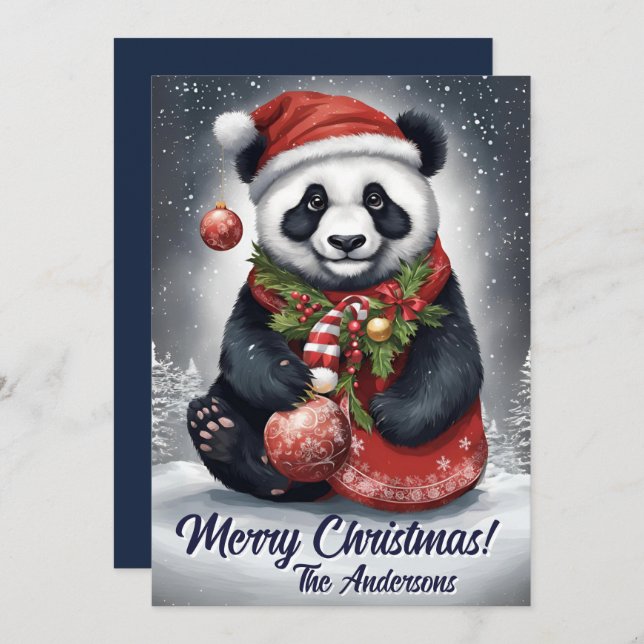 Christmas 4 panda, Happy Holidays, Christmas card (Front/Back)