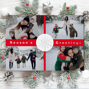 Christmas 4 Photo Collage Foil Holiday Card