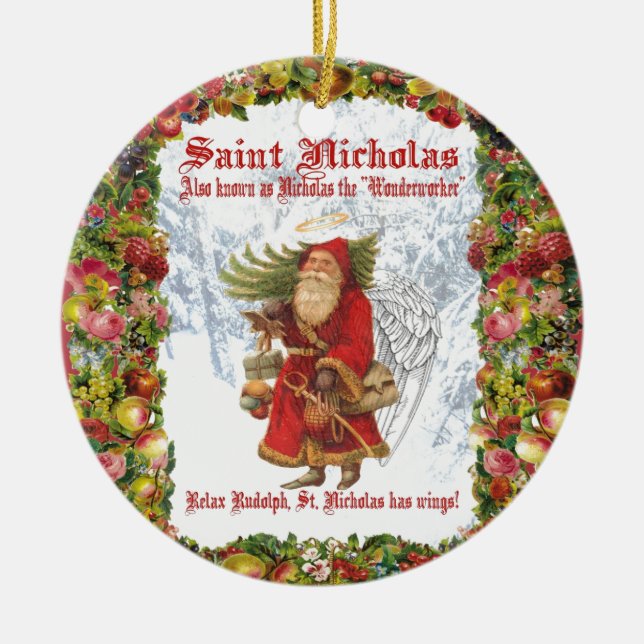 Christmas 4 Saint Nicholas the Wonderworker Ceramic Tree Decoration (Front)