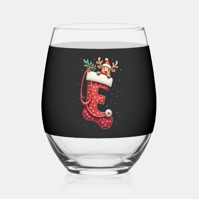 Christmas (4) stemless wine glass (Front)