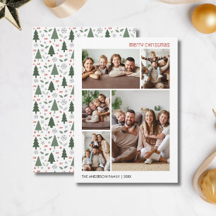 Christmas 5 Family Photos Collage Holiday Card