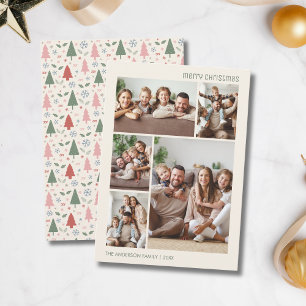 Christmas 5 Family Photos Collage Holiday Card