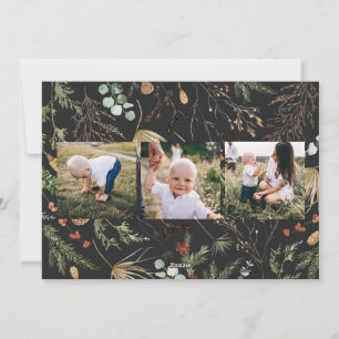 Christmas 5 photo watercolor botanical floral holiday card