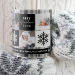 Christmas 5 photos grid best grandma black plaid coffee mug<br><div class="desc">Best grandma ever! Cheerful Christmas with Merry and bright snow 5 photos grid collage black and white plaid flannel and hopeful and love script typography. Add your monogram.</div>