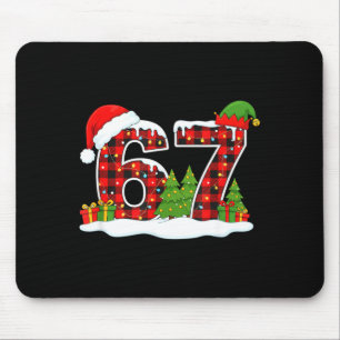 Christmas 67 Buffalo Plaid Six Seven Santa &amp; E Mouse Pad