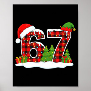 Christmas 67 Buffalo Plaid Six Seven Santa & E Poster