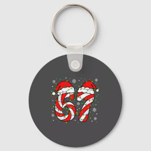 Christmas 67 Candy Cane Six Seven Meme Lights Sant Key Ring