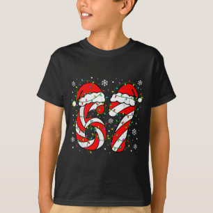 Christmas 67 Candy Cane Six Seven Meme Lights Sant T-Shirt
