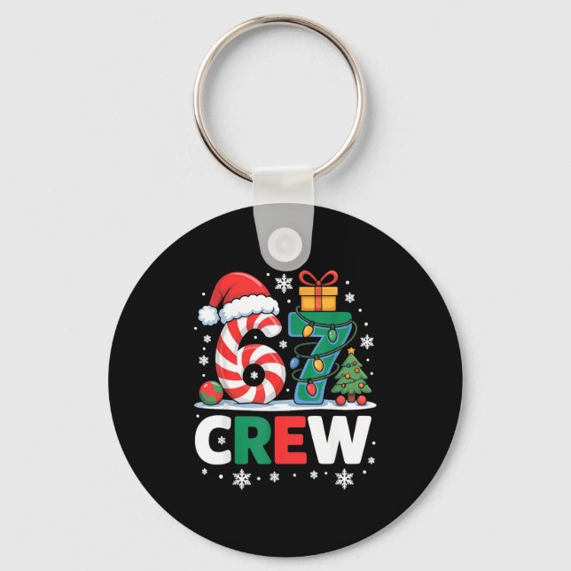 Christmas 67 Crew Brainrot Candy Cane Lights  Key Ring (Front)