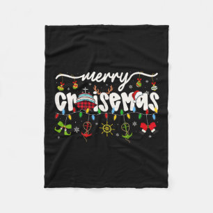 Christmas 67 Crew Brainrot Funny Candy Cane Lights Fleece Blanket