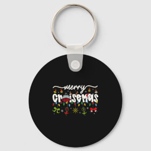 Christmas 67 Crew Brainrot Funny Candy Cane Lights Key Ring