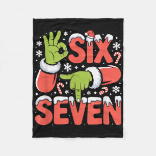 Christmas 67 Funny Meme Xmas Six Seven Santa Hand  Fleece Blanket