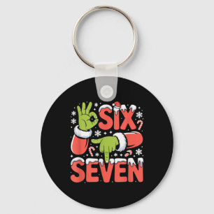 Christmas 67 Funny Meme Xmas Six Seven Santa Hand  Key Ring