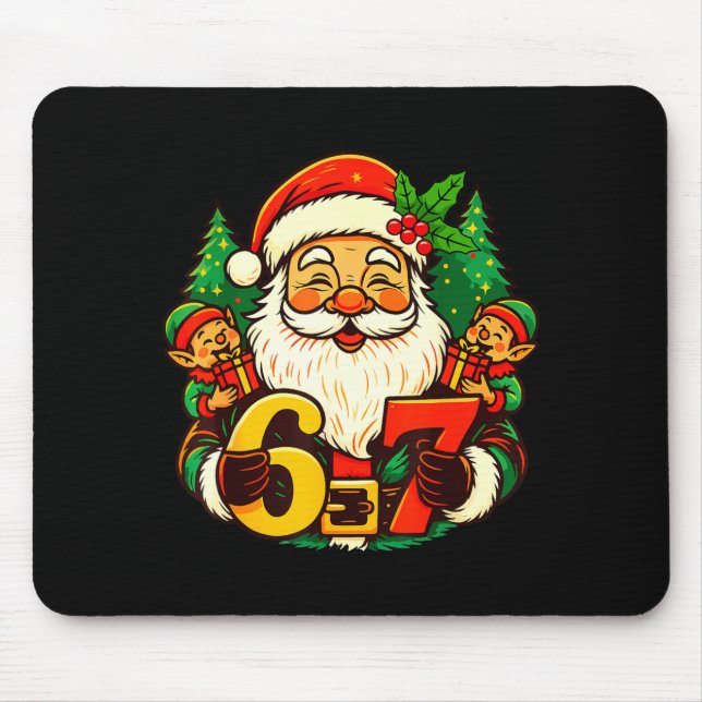 Christmas 67 Funny Xmas Santa Six Seven Meme Gen A Mouse Pad (Front)