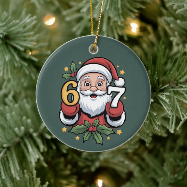 Christmas 67 Funny Xmas Six Seven Santa Ceramic Tree Decoration (Tree)
