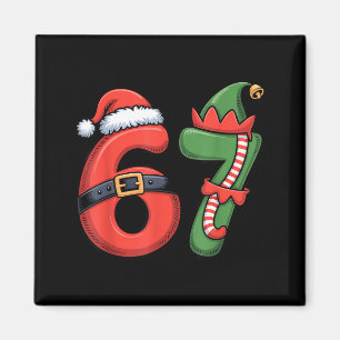 Christmas 67 Meme 67 Santa Elf - Six Seven  Magnet