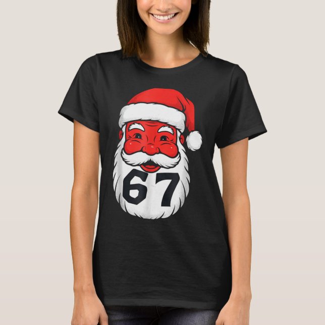Christmas 67 Meme Design Funny Six Seven Hands 6 7 T-Shirt (Front)