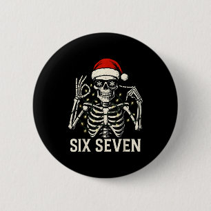 Christmas 67 Meme Skeleton With Santa Hat For Men 6 Cm Round Badge