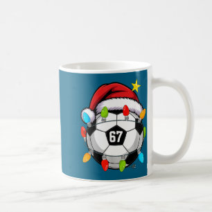 Christmas 67 Meme Soccer Ball Santa Hat Funny Xmas Coffee Mug