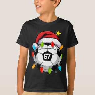Christmas 67 Meme Soccer Ball Santa Hat Funny Xmas T-Shirt
