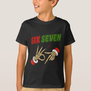 Christmas 67 Six Seven Skeleton Santa Funny Gen Z T-Shirt