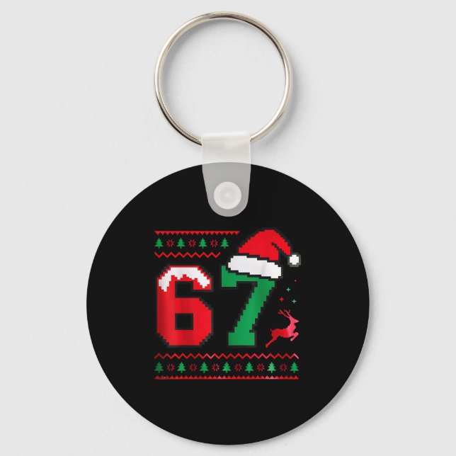 Christmas 67 Ugly Sweater Number 67 Design  Key Ring (Front)