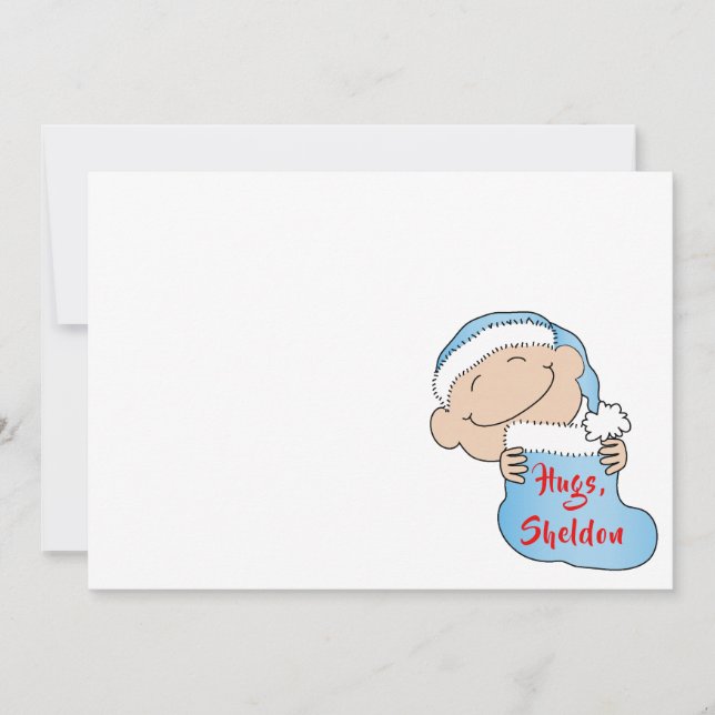 Christmas 7" x 5" Baby BlueThank You/2 sided/Flat/ Invitation (Front)