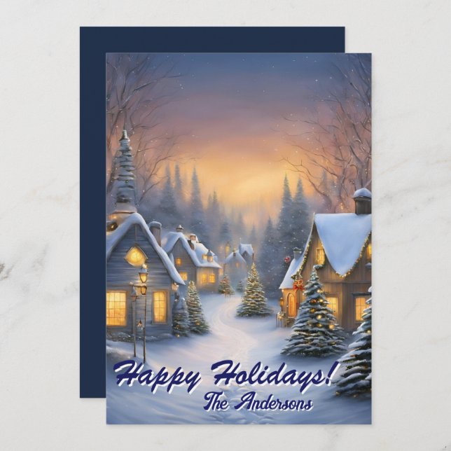 Christmas 8 Village, Happy Holidays,Christmas card (Front/Back)