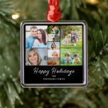 Christmas 9 Photo Collage  Metal Tree Decoration<br><div class="desc">Modern,  trendy Christmas ornament with 9 photo collage. Replace the photos with your own and change the text.</div>