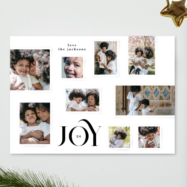 Christmas 9 Photo Collage Modern JOY Holiday Card (Creator Uploaded)