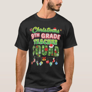 Christmas 9th Grade Teacher Squad Merry Pine Tree  T-Shirt