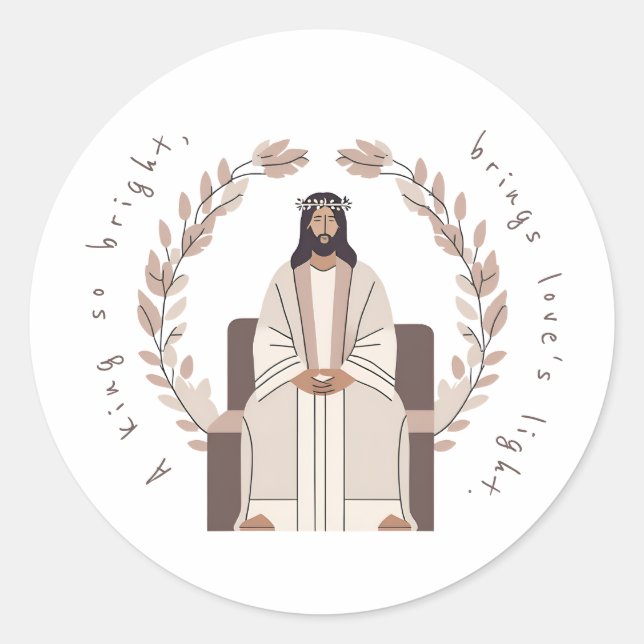 Christmas | A King So Bright | Jesus | Neutrals  Classic Round Sticker (Front)