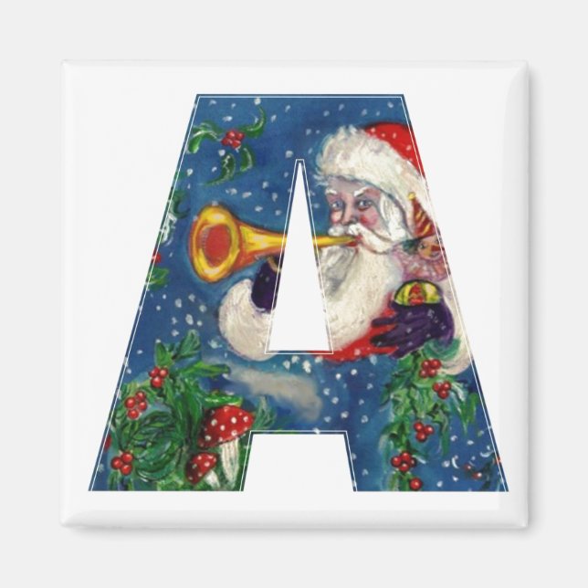 CHRISTMAS A LETTER / SANTA BUGLER MONOGRAM MAGNET (Front)