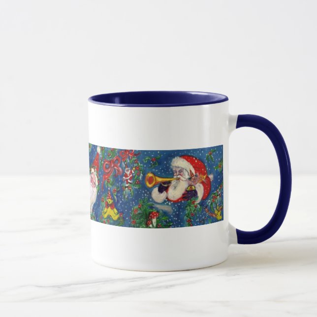 CHRISTMAS A LETTER / SANTA CLAUS BUGLER MONOGRAM MUG (Right)