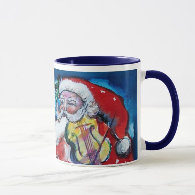 CHRISTMAS A LETTER / SANTA  WITH VIOLIN MONOGRAM MUG (Right)