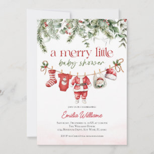 christmas a merry little baby shower invitation