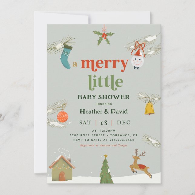 Christmas A Merry Little Baby Shower Invitation (Front)