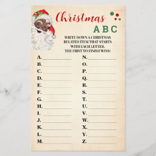 Christmas ABC Vintage Santa Game Card