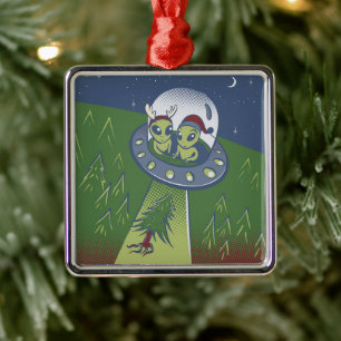 Christmas abduction metal tree decoration