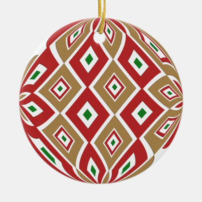 Christmas abstract and stripes   two designs ceramic tree decoration (Front)
