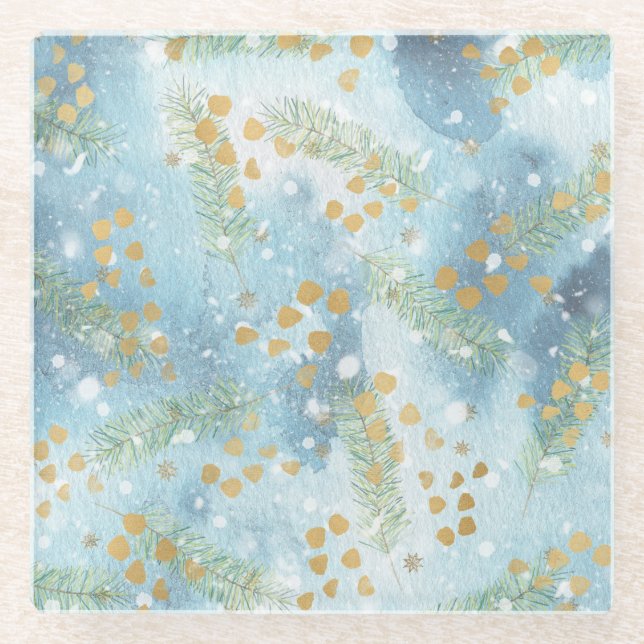 Christmas Abstract Art Glass Coaster (Front)