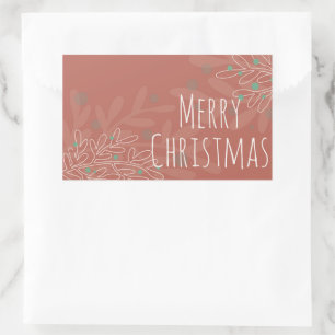 Christmas abstract floral wine red design rectangular sticker