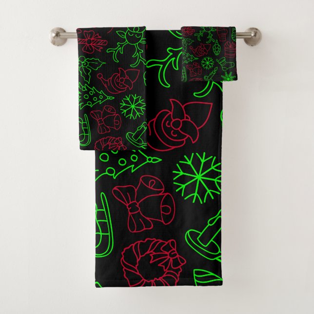 Christmas Abstract Pattern Bath Towel Set (Insitu)