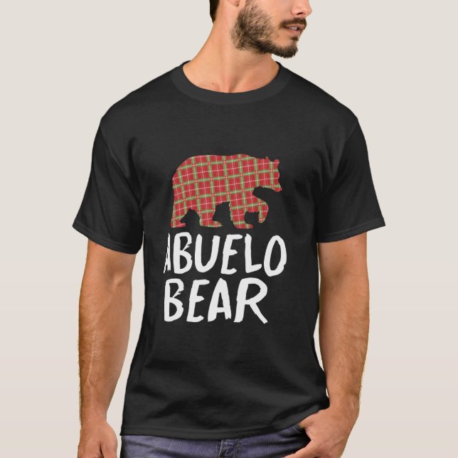 Christmas Abuelo Bear Red Buffalo Plaid Xmas Falim T-Shirt (Front)