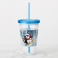 Christmas Acrylic Tumbler Happy Penguin - Funny