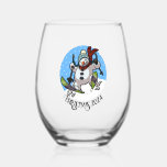 Christmas Add The Date Skiing Snowman Woolly Hat Stemless Wine Glass<br><div class="desc">Give a practical memento to your Christmas party guests with a stylish glass,  featuring an over excited snowman with a carrot nose,  dashing downhill through the snow on skis,  in woolly winter hat and tartan scarf. Use "Personalise this template" to change the "Christmas 2024" text if desired.</div>
