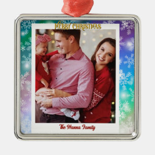 Christmas Add Your Picture and Name, Snowflake Metal Tree Decoration