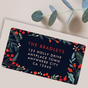 Christmas Address Label   Modern Floral Greenery