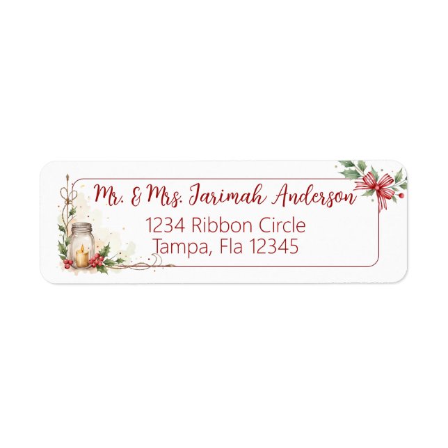 Christmas Address Label with Holly (Front)